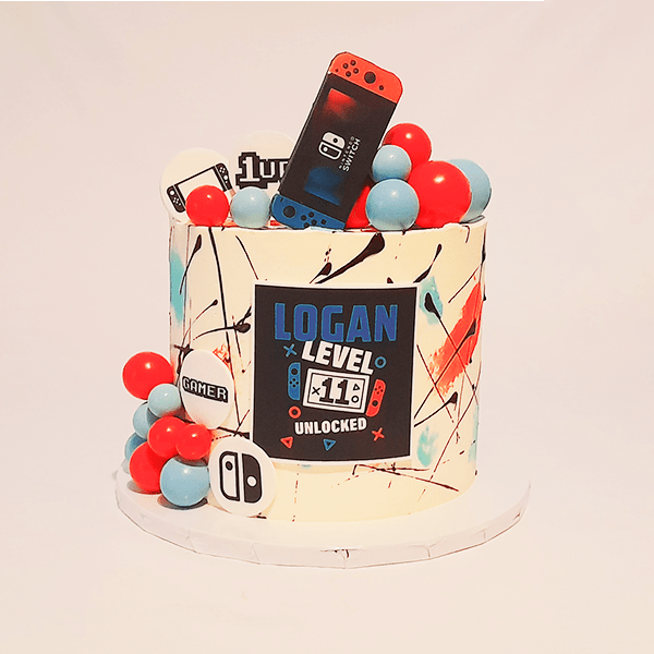 level up gamer birthday cake